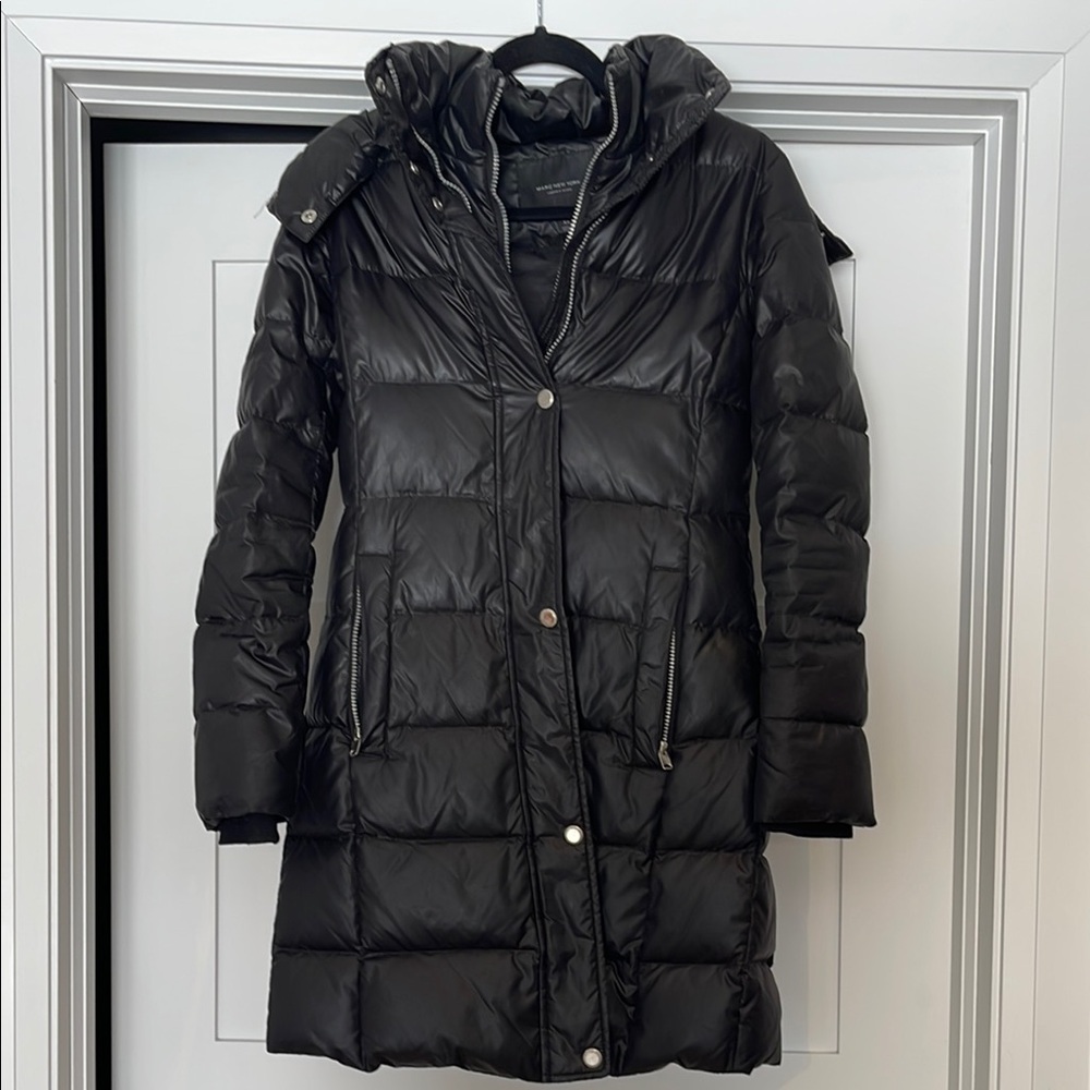 Marc New York Black Quilted Puffer Coat with down feathers